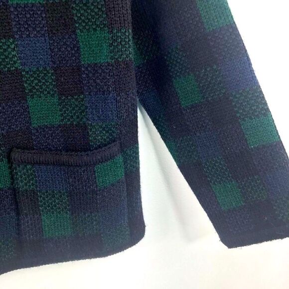 Crystal-Kobe early 2000’s Navy and Green Plaid Soft Knit Blazer Jacket - Picture 7 of 12